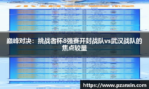巅峰对决：挑战者杯8强赛开封战队vs武汉战队的焦点较量